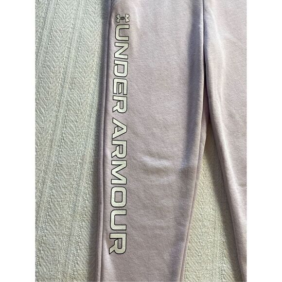 UNDER ARMOUR GIRLS YSM  Armour Rival Fleece Joggers - Cool Pink and white Trim - Picture 2 of 8